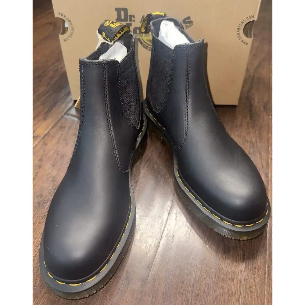 Dr. Martens 2976 SR Chelsea Boots Black Leather Slip Resistant Mens 9 Womens 10